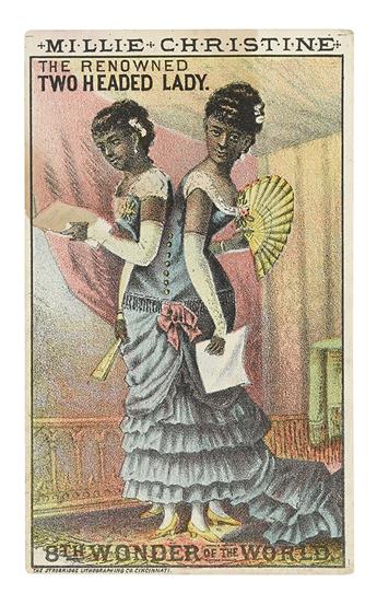 MILLIE-CHRISTINE. Millie Christine, The Renowned Two Headed Lady, 8th Wonder of the World * 2-Headed Girl. Millie-Christine, carte-de-v